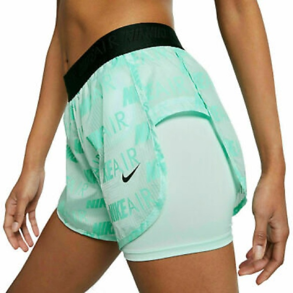 Nike Air Womens 2 in 1 Running Gym Shorts MINT Green Size Small - Picture 3 of 15